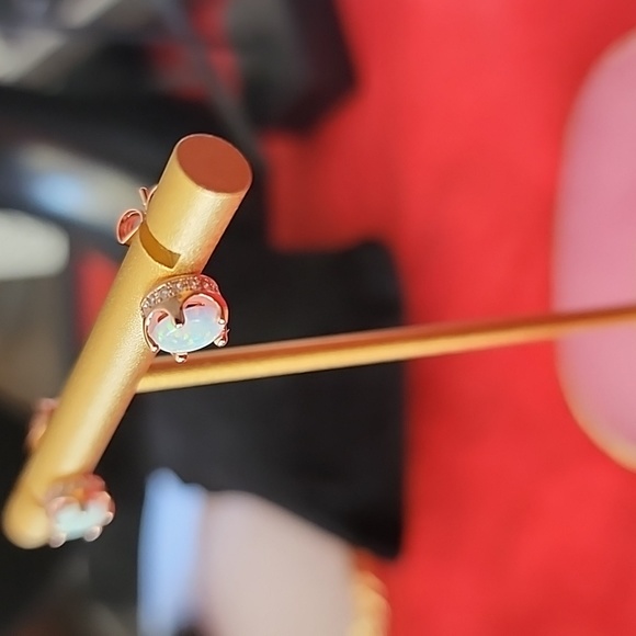 Opal & Rose Goldtone Earrings - Picture 2 of 7